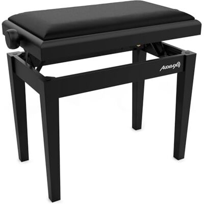 Audibax KB600 Black – Banquette pour piano ou clavier – Banc pour piano pliable de grande résistance – Réglable en hauteur de 47,5 à 56,5 cm – Tabouret pour clavier rembourré – Fabriqué en bois Audibax KB600 Black – Banquette pour piano ou clavier – Banc pour piano pliable de grande résistance – Réglable en hauteur de 47,5 à 56,5 cm – Tabouret pour clavier rembourré – Fabriqué en bois