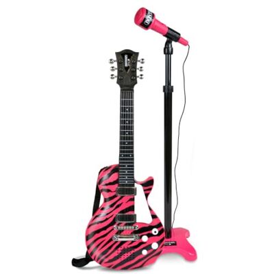 Bontempi Guitare Rock avec Micro sur Pied Réglable en Hauteur Guitare rock électronique avec micro sur pied réglable en hauteur, 5 démos et 5 rythmes. Bontempi Guitare Rock avec Micro sur Pied Réglable en Hauteur Guitare rock électronique avec micro sur pied réglable en hauteur, 5 démos et 5 rythmes.