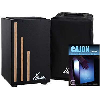 XDrum Cajon Primero Negra caisse de percussion incl. sac à dos et école caisse de percussion avec son de caisse claire caisse en bois avec housse de transport XDrum Cajon Primero Negra caisse de percussion incl. sac à dos et école caisse de percussion avec son de caisse claire caisse en bois avec housse de transport