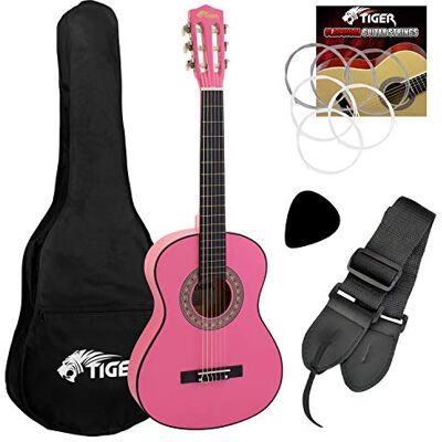 Tiger CLG4-PK Pack guitare classique 3/4 rose débutant Tiger CLG4-PK Pack guitare classique 3/4 rose débutant