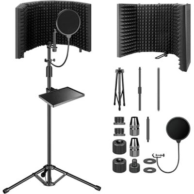 Aokeo Filtre Anti-Pop pour Microphone d'enregistrement Studio Mousse absorbante Haute densité utilisée pour filtrer(AO-505 avec Support) Aokeo Filtre Anti-Pop pour Microphone d'enregistrement Studio Mousse absorbante Haute densité utilisée pour filtrer(AO-505 avec Support)