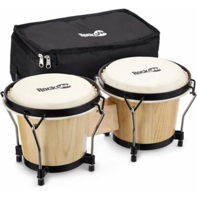 RockJam Technote RJ-100300 7 'et 8' Bongo sertie de sac rembourré et clé de réglage naturel RockJam Technote RJ-100300 7 'et 8' Bongo sertie de sac rembourré et clé de réglage naturel