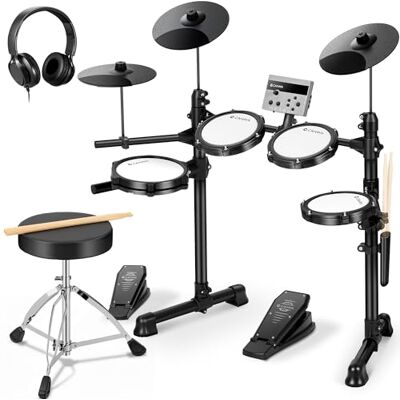CAHAYA Batterie électronique pour débutants portable – Batterie numérique 150 sons, 15 kits avec 2 pédales, 2 baguettes casque tabouret USB/MIDI compatible pour adultes et enfants CAHAYA Batterie électronique pour débutants portable – Batterie numérique 150 sons, 15 kits avec 2 pédales, 2 baguettes casque tabouret USB/MIDI compatible pour adultes et enfants