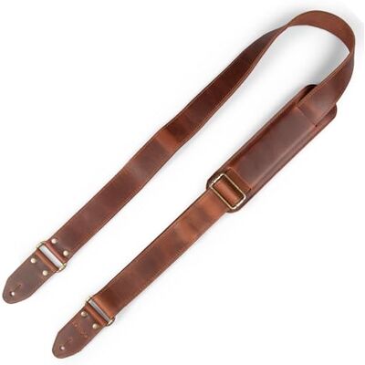 Londo Sangle de guitare en cuir véritable, réglable jusqu'à 144,8 cm, marron, réglable jusqu'à 144,8 cm Londo Sangle de guitare en cuir véritable, réglable jusqu'à 144,8 cm, marron, réglable jusqu'à 144,8 cm