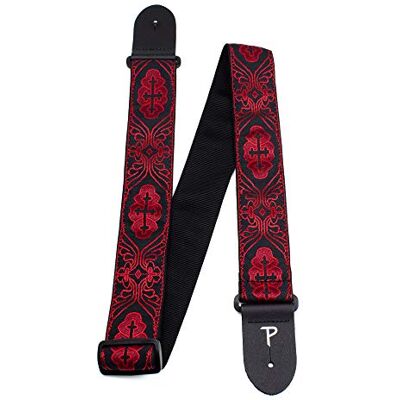 P Perri's Leathers Ltd. Perris Leather TWS-7071 Sangle de guitare avec extrémités en cuir, pour guitare électrique, acoustique, basse, sangle réglable de 99,1 à 147,3 cm, Ruban jacquard à croix rouges, Rouge/noir P Perri's Leathers Ltd. Perris Leather TWS-7071 Sangle de guitare avec extrémités en cuir, pour guitare électrique, acoustique, basse, sangle réglable de 99,1 à 147,3 cm, Ruban jacquard à croix rouges, Rouge/noir