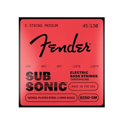 Fender »SUPER 8250-5M NICKEL PLATED STEEL TAPERWOUND 5-STRING BASS « Cordes pour Bass 040/130TW Fender »SUPER 8250-5M NICKEL PLATED STEEL TAPERWOUND 5-STRING BASS « Cordes pour Bass 040/130TW