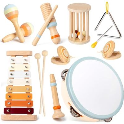 NXPZ Instruments de Musique pour Bébé, Jouets Musicaux Montessori pour Enfants, Ensemble d'Instruments de Percussion en Bois, Cadeau pour Enfants de 1 2 3 4 5 Ans Filles et Garçons (8 in 1) NXPZ Instruments de Musique pour Bébé, Jouets Musicaux Montessori pour Enfants, Ensemble d'Instruments de Percussion en Bois, Cadeau pour Enfants de 1 2 3 4 5 Ans Filles et Garçons (8 in 1)