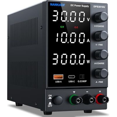 NANKADF Alimentation CC, alimentation de banc avec port de charge rapide USB-A/Type-C/écran 4 LED de haute précision, alimentations variables avec bouton d'encodeur NANKADF Alimentation CC, alimentation de banc avec port de charge rapide USB-A/Type-C/écran 4 LED de haute précision, alimentations variables avec bouton d'encodeur