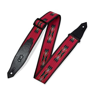 Levy's Navajo MSSN80-RED Sangle de guitare en polypropylène jacquard Rouge Levy's Navajo MSSN80-RED Sangle de guitare en polypropylène jacquard Rouge