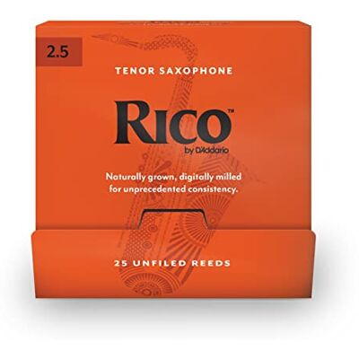 D'Addario Rico Lot de 25 anches pour saxophone ténor #2.5 D'Addario Rico Lot de 25 anches pour saxophone ténor #2.5