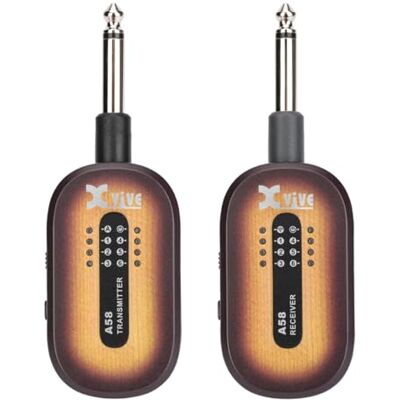 Xvive A58 Système de guitare sans fil 5,8 G avec émetteur et récepteur pour guitare avec micro actif ou passif (Sunburst) Xvive A58 Système de guitare sans fil 5,8 G avec émetteur et récepteur pour guitare avec micro actif ou passif (Sunburst)