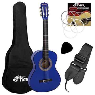 Tiger CLG4-BL Pack guitare espagnole classique 3/4 Bleu Tiger CLG4-BL Pack guitare espagnole classique 3/4 Bleu