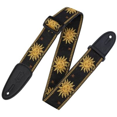 Levy's Leathers Sun Motif Series Sangle de guitare Largeur 5 cm Noir/jaune Motif soleil (MPJG-SUN-BLK) Levy's Leathers Sun Motif Series Sangle de guitare Largeur 5 cm Noir/jaune Motif soleil (MPJG-SUN-BLK)