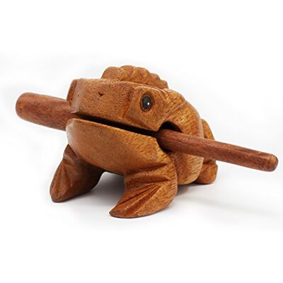 Aussel Guiro Coassement Grenouille en bois avec un maillet, Instrument de musique Bloc sonore, instrument de percussion du commerce équitable (10.5CM) Aussel Guiro Coassement Grenouille en bois avec un maillet, Instrument de musique Bloc sonore, instrument de percussion du commerce équitable (10.5CM)
