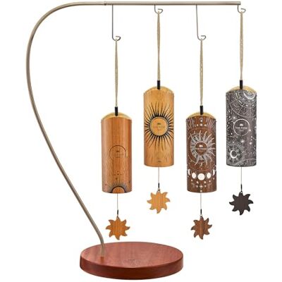 Sonic Energy Cosmic Carillon en bambou 4 pièces avec sac et support pour la méditation apaisante, ASMR, thérapie par le son, yoga Sonic Energy Cosmic Carillon en bambou 4 pièces avec sac et support pour la méditation apaisante, ASMR, thérapie par le son, yoga