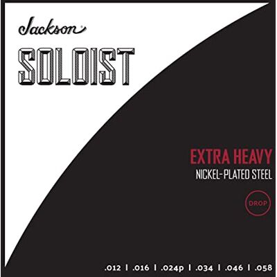 Jackson Soloist Elektrische Gitaarsnaren Extra Heavy Drop .012-.058 Extra dikke snaren, geoptimaliseerd voor drop-tunings, strakke spanning, metal & hardrock, Soloist Jackson Soloist Elektrische Gitaarsnaren Extra Heavy Drop .012-.058 Extra dikke snaren, geoptimaliseerd voor drop-tunings, strakke spanning, metal & hardrock, Soloist