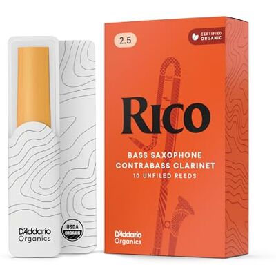 D'Addario Rico Anches Rico pour clarinette contrebasse, force 2.5, pack de 10 D'Addario Rico Anches Rico pour clarinette contrebasse, force 2.5, pack de 10