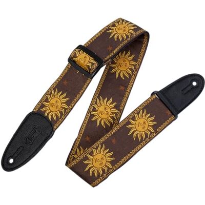 Levy's MPJG-SUN-BRN Tissage jacquard avec dos en cuir Motif soleil Marron 5,1 cm Levy's MPJG-SUN-BRN Tissage jacquard avec dos en cuir Motif soleil Marron 5,1 cm