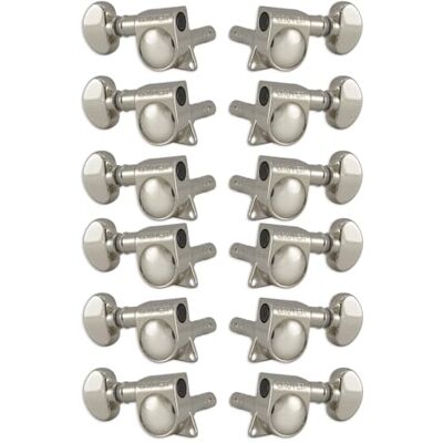 Grover 406N12 Mini verrouillage automatique avec bouton rond – Têtes de machine de guitare 6 + 6 – Nickel Grover 406N12 Mini verrouillage automatique avec bouton rond – Têtes de machine de guitare 6 + 6 – Nickel