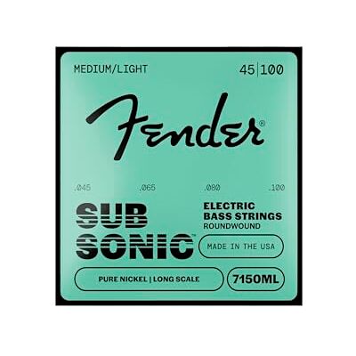 Fender Original 7150 Basgitaar Snaren Pure Nickel Roundwound .045-.100 Lange mensuur, medium lichte draaddikte, puur nikkel roundwound, warme vintage klank, elektrische basgitaar Fender Original 7150 Basgitaar Snaren Pure Nickel Roundwound .045-.100 Lange mensuur, medium lichte draaddikte, puur nikkel roundwound, warme vintage klank, elektrische basgitaar