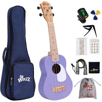 Winzz AU-C00 Ukulélé soprano débutant pour adultes et enfants, ukulélé, 53,3 cm, violet Winzz AU-C00 Ukulélé soprano débutant pour adultes et enfants, ukulélé, 53,3 cm, violet