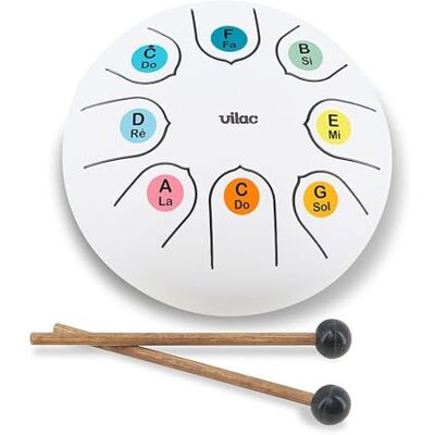 Vilac Tongue Drum-Instrument de percussions en métal au Son Zen, accordé en Do Majeur avec Une Octave, idéal pour initier Les Enfants à la Musique. Comprend partitions et fiche explicative, 8379 Vilac Tongue Drum-Instrument de percussions en métal au Son Zen, accordé en Do Majeur avec Une Octave, idéal pour initier Les Enfants à la Musique. Comprend partitions et fiche explicative, 8379