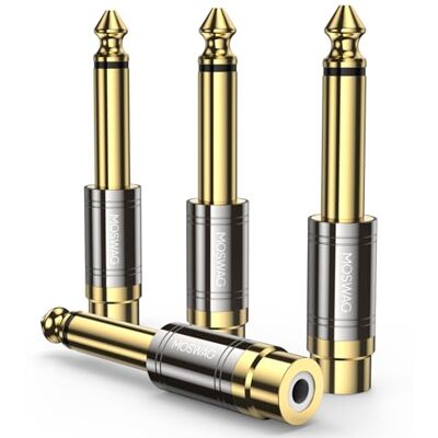 MOSWAG Adaptateur RCA vers 6.35, Adaptateur Audio RCA vers 6,35 mm pour Appareils Photo, Microphones, Amplificateurs, Pianos électriques, Haut-parleurs, Guitares électriques (4 Pack) MOSWAG Adaptateur RCA vers 6.35, Adaptateur Audio RCA vers 6,35 mm pour Appareils Photo, Microphones, Amplificateurs, Pianos électriques, Haut-parleurs, Guitares électriques (4 Pack)