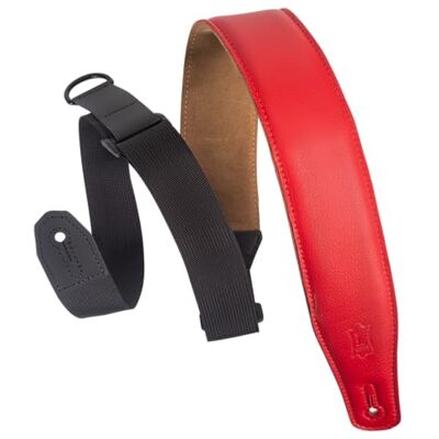 Levy's MRHGS-RED Sangle de Guitare Right Height Garment Leather Suede Backing Padded 2 1/2" Red Levy's MRHGS-RED Sangle de Guitare Right Height Garment Leather Suede Backing Padded 2 1/2" Red