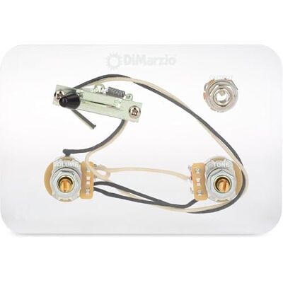 DiMarzio HSH Split Humbucker Câblage pour guitare électrique Soudé, kit prêt à installer d'interrupteurs à 5 voies, 2 potentiomètres, prise de sortie (GW2110) DiMarzio HSH Split Humbucker Câblage pour guitare électrique Soudé, kit prêt à installer d'interrupteurs à 5 voies, 2 potentiomètres, prise de sortie (GW2110)