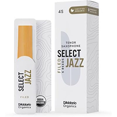 D'Addario Organique Select Jazz Filed Tenor Anches de Saxophone Anches Sax Le Premier et le Seul Roseau Biologique 4 Doux, 5 Paquet D'Addario Organique Select Jazz Filed Tenor Anches de Saxophone Anches Sax Le Premier et le Seul Roseau Biologique 4 Doux, 5 Paquet