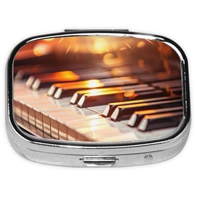 LIXLZH Mini pilulier de voyage avec imprimé touches de piano sépia LIXLZH Mini pilulier de voyage avec imprimé touches de piano sépia