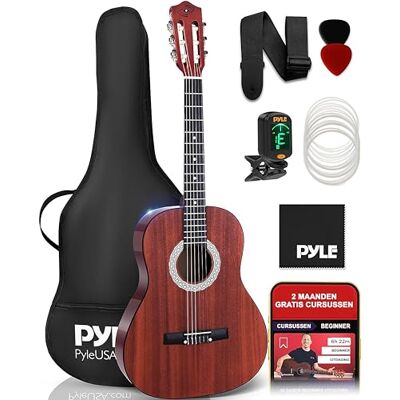 Pyle Ensemble Guitare acoustique 91,44cm junior, cordes en nylon de taille ¾, guitare classique en bois pour débutants, jeunes, enfants, adolescents, adultes avec pack d'accessoires, droitier, sapele Pyle Ensemble Guitare acoustique 91,44cm junior, cordes en nylon de taille ¾, guitare classique en bois pour débutants, jeunes, enfants, adolescents, adultes avec pack d'accessoires, droitier, sapele