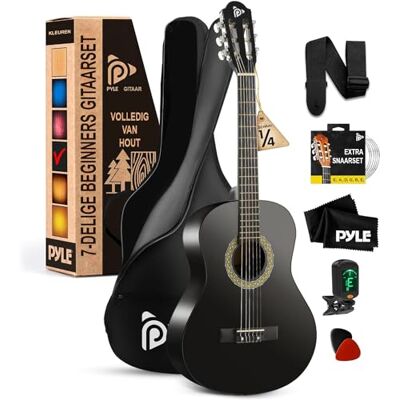 Pyle Kit de Guitare Acoustique Debutant Guitare Enfant/Adulte-Taille Junior 1/4- instrument tout en Bois 76cm Noir Mat Pyle Kit de Guitare Acoustique Debutant Guitare Enfant/Adulte-Taille Junior 1/4- instrument tout en Bois 76cm Noir Mat