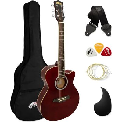 Tiger AL-ACG1-RD Guitare acoustique débutant rouge Tiger AL-ACG1-RD Guitare acoustique débutant rouge