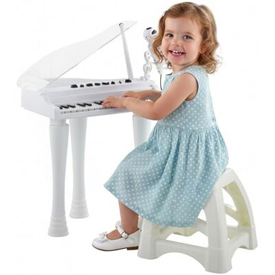 AIYAPLAY Piano Enfant électronique, Clavier de Piano, 32 Touches Multifonctions, avec Micro Haut Parleur et Tabouret, Couvercle Lumineux LED, Instrument de Musique 3-6 Ans, Blanc AIYAPLAY Piano Enfant électronique, Clavier de Piano, 32 Touches Multifonctions, avec Micro Haut Parleur et Tabouret, Couvercle Lumineux LED, Instrument de Musique 3-6 Ans, Blanc