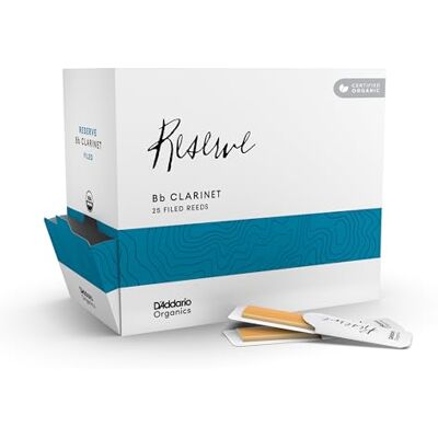 D'Addario Organic Reserve – Lot de 25 anches de clarinette en si bémol Force 2.0 scellées individuellement D'Addario Organic Reserve – Lot de 25 anches de clarinette en si bémol Force 2.0 scellées individuellement
