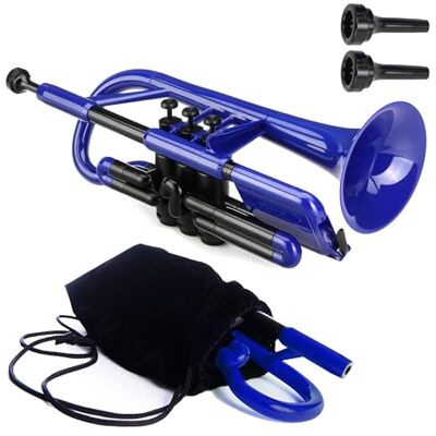 PINSTRUMENTS pCornet Cornet Cornet en plastique avec sac de transport 2B et 4B Embouchure – Étudiant en si bémol – Bleu PINSTRUMENTS pCornet Cornet Cornet en plastique avec sac de transport 2B et 4B Embouchure – Étudiant en si bémol – Bleu