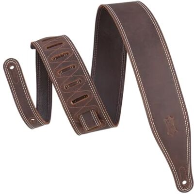 Levy's Leathers M17BDS-DBR Sangle de guitare en cuir avec double couture Marron foncé 6,3 cm Levy's Leathers M17BDS-DBR Sangle de guitare en cuir avec double couture Marron foncé 6,3 cm