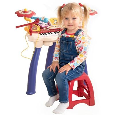 AIYAPLAY Piano Enfant, Clavier électronique Batterie 2 en 1, 32 Touches Multifonctions, avec Micro et Tabouret, Lecteur Disque U et MP3, Instrument de Musique Enfant, Multicolore AIYAPLAY Piano Enfant, Clavier électronique Batterie 2 en 1, 32 Touches Multifonctions, avec Micro et Tabouret, Lecteur Disque U et MP3, Instrument de Musique Enfant, Multicolore