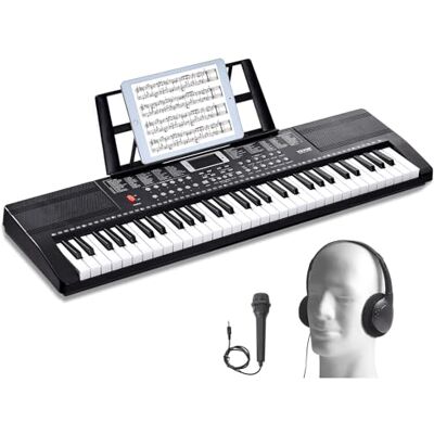 VEVOR Piano numérique 61 touches, 200 sons, 200 rythmes, kit de piano électrique portable avec 60 morceaux de démonstration, double haut-parleurs intégrés, écouteurs, microphone, autocollants de piano VEVOR Piano numérique 61 touches, 200 sons, 200 rythmes, kit de piano électrique portable avec 60 morceaux de démonstration, double haut-parleurs intégrés, écouteurs, microphone, autocollants de piano