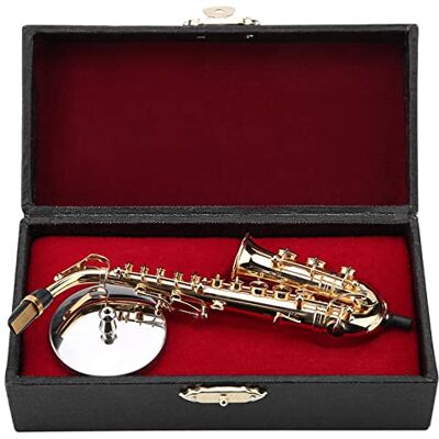 Oumefar Modèle miniature de Saxophone alto avec support et étui modèle d'instrument plaqué or ornements Instrument de musique de bureau Oumefar Modèle miniature de Saxophone alto avec support et étui modèle d'instrument plaqué or ornements Instrument de musique de bureau