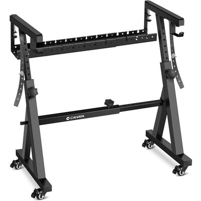 CAHAYA Support de clavier réglable pour charge lourde, capacité de charge 900 kg : support de clavier 4 cm d'épaisseur double en Z avec panier de rangement et roues pour piano numérique 61 76 88 CAHAYA Support de clavier réglable pour charge lourde, capacité de charge 900 kg : support de clavier 4 cm d'épaisseur double en Z avec panier de rangement et roues pour piano numérique 61 76 88