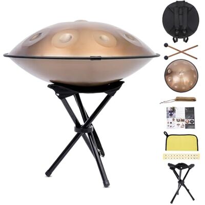 Zanefoo Handpan Instrument 22 pouces (56 cm) 10 tons 440 Hz D-mineur (standard) Kit d'entrée de gamme en acier nitrile Tambour à main pour musique, jammen et débutants Avec sac à dos et support (doré) Zanefoo Handpan Instrument 22 pouces (56 cm) 10 tons 440 Hz D-mineur (standard) Kit d'entrée de gamme en acier nitrile Tambour à main pour musique, jammen et débutants Avec sac à dos et support (doré)