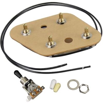 FLEOR Kit de faisceau de câbles pré-câblé 2T2 V avec interrupteur à bascule 4 trous 3 voies 500 K pour guitare LP FLEOR Kit de faisceau de câbles pré-câblé 2T2 V avec interrupteur à bascule 4 trous 3 voies 500 K pour guitare LP