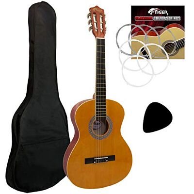 Tiger CLG2 Kit guitare classique 3/4 pour débutants naturel Tiger CLG2 Kit guitare classique 3/4 pour débutants naturel