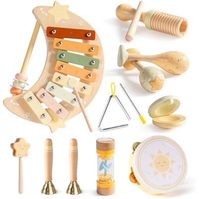 ROBUD JM54 Ensemble de jouets musicaux pour enfants Xylophone, tambourin, maracas et cloches Pour enfants de 3 ans et plus ROBUD JM54 Ensemble de jouets musicaux pour enfants Xylophone, tambourin, maracas et cloches Pour enfants de 3 ans et plus