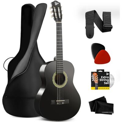 Pyle Guitare Acoustique 86 cm pour Débutants – Taille 1/2 Junior en Bois Massif, Finition Noir Mat, Idéale Enfants et Adultes, Instrument Musical Complet Pyle Guitare Acoustique 86 cm pour Débutants – Taille 1/2 Junior en Bois Massif, Finition Noir Mat, Idéale Enfants et Adultes, Instrument Musical Complet