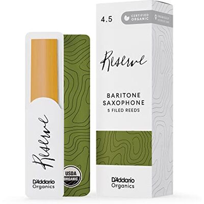 D'Addario Organique Reserve Baritone Anches de Saxophone Anches Sax 4.5 Force, 5 Paquet D'Addario Organique Reserve Baritone Anches de Saxophone Anches Sax 4.5 Force, 5 Paquet