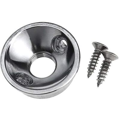 OTOTEC Plaque de prise jack pour guitare en chrome rond ou Telecaster avec vis Argenté OTOTEC Plaque de prise jack pour guitare en chrome rond ou Telecaster avec vis Argenté