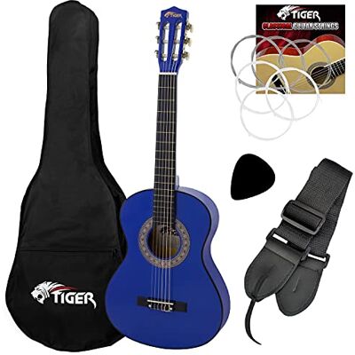 Tiger CLG4 Guitare classique 3/4 gaucher pour enfant bleue Tiger CLG4 Guitare classique 3/4 gaucher pour enfant bleue